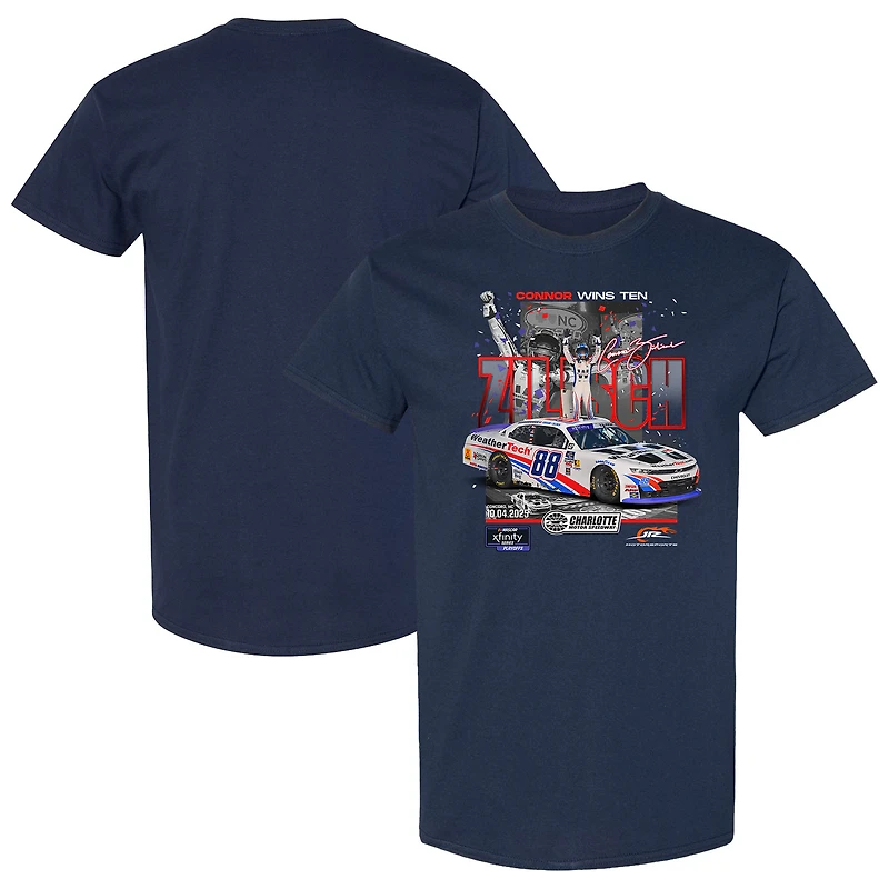Men's Checkered Flag Sports Navy  2025 Blue Cross NC 250 Xfinity Series Race Win T-Shirt