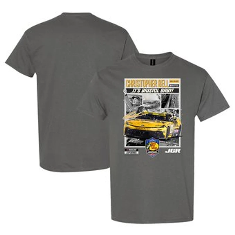 Men's Checkered Flag Sports Charcoal Christopher Bell 2025 Bass Pro Shops Night Race Race Winner T-Shirt