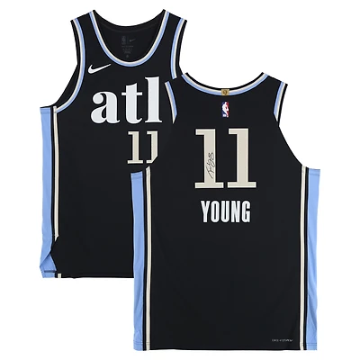 Trae Young Atlanta Hawks Autographed Black Nike 2023-24 City Edition Authentic Jersey