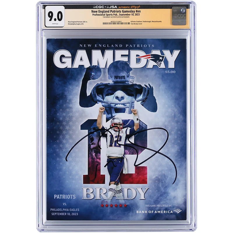 Tom Brady New England Patriots Autographed Tom Brady Day CGC Authenticated Program from September 10