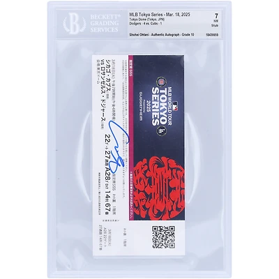 Shohei Ohtani Los Angeles Dodgers Autographed Tokyo Series BGS Authenticated 7/10 Ticket from March 18, 2025