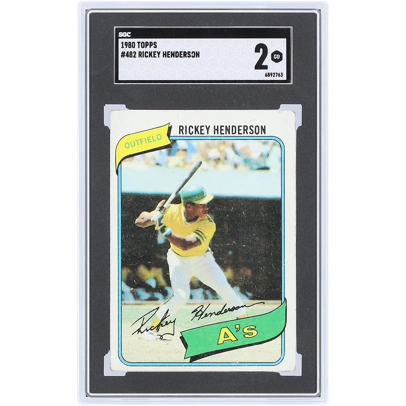 Rickey Henderson Athletics 1980 Topps #482 SGC Authenticated Rookie Card