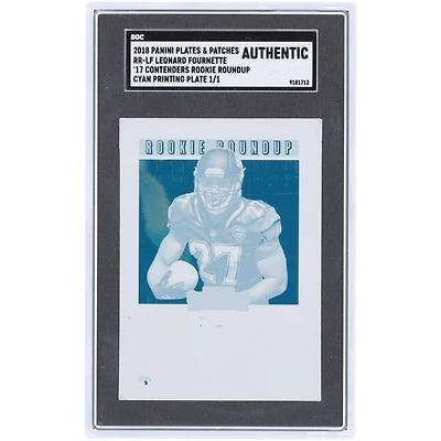 Leonard Fournette Jacksonville Jaguars 2018 Panini Plates & Patches Cyan Printing Plate #RR-LF #1/1 SGC Authenticated Auth Card