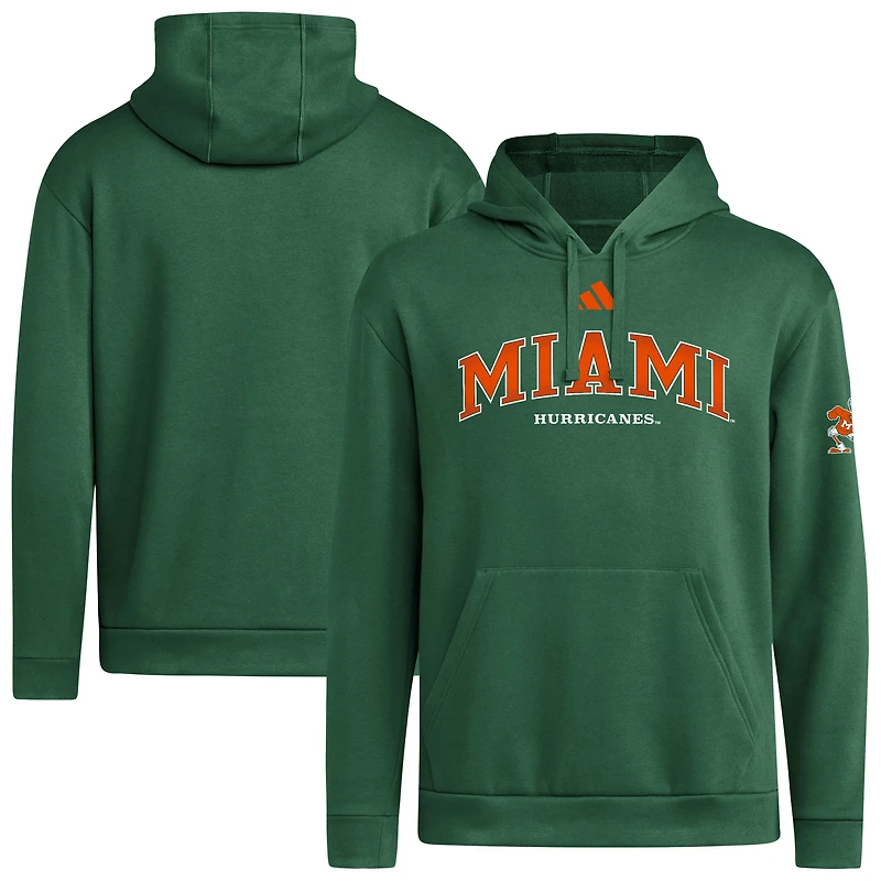 Men's adidas Green Miami Hurricanes Faded Dream Fleece Hoodie