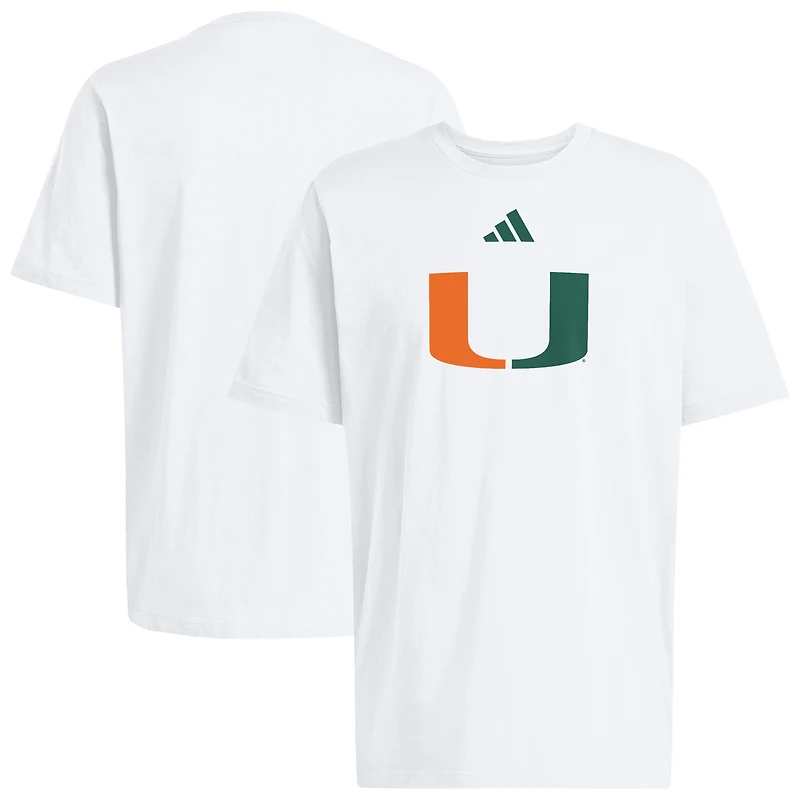 Men's adidas White Miami Hurricanes Locker Logo T-Shirt
