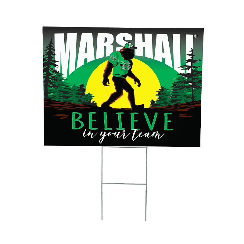 Marshall Thundering Herd 24" x 18" Bigfoot Believe in Yourself Outdoor Staked Yard Sign