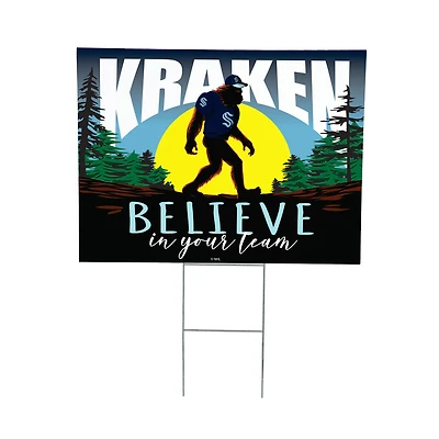 Seattle Kraken 24" x 18" Bigfoot Believe in Yourself Outdoor Staked Yard Sign