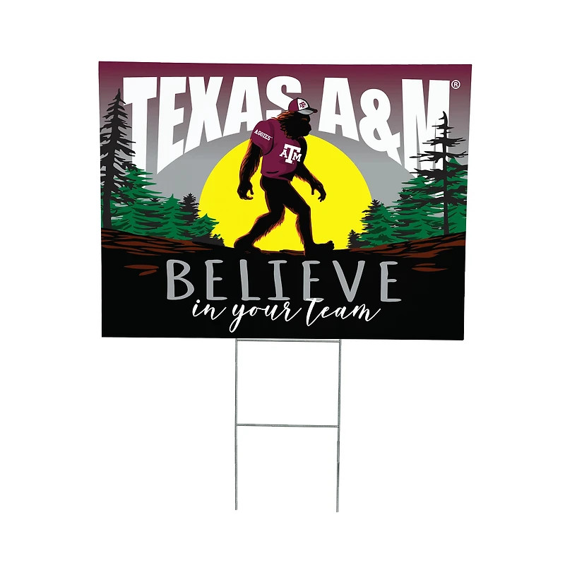 Texas A&M Aggies 24" x 18" Bigfoot Believe in Yourself Outdoor Staked Yard Sign