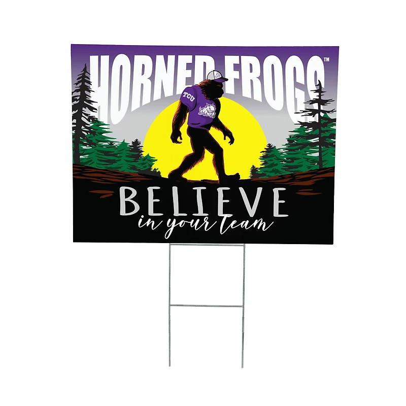 TCU Horned Frogs 24" x 18" Bigfoot Believe in Yourself Outdoor Staked Yard Sign