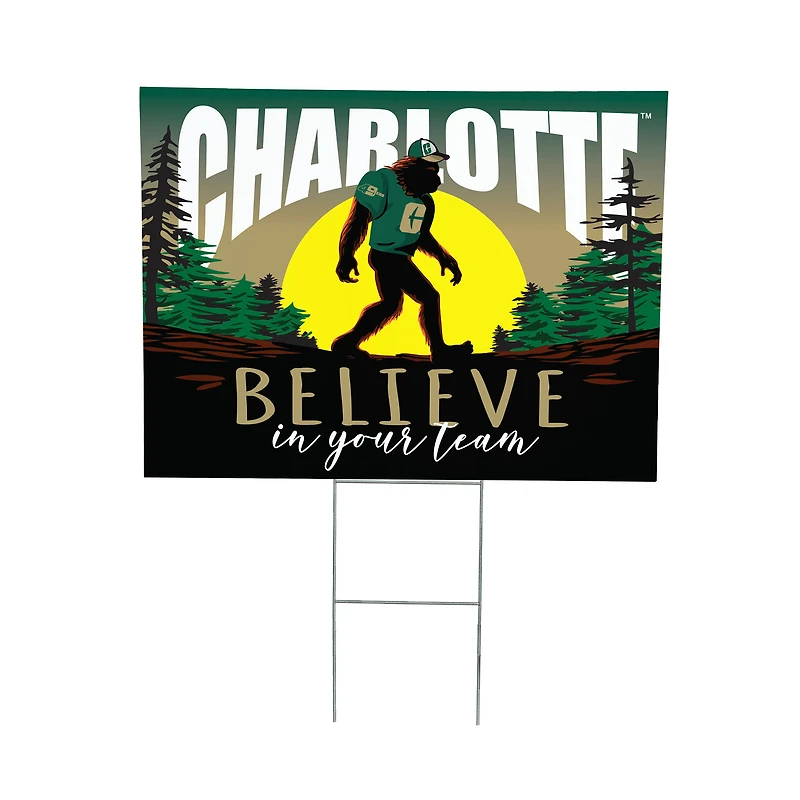 Charlotte 49ers 24" x 18" Bigfoot Believe in Yourself Outdoor Staked Yard Sign
