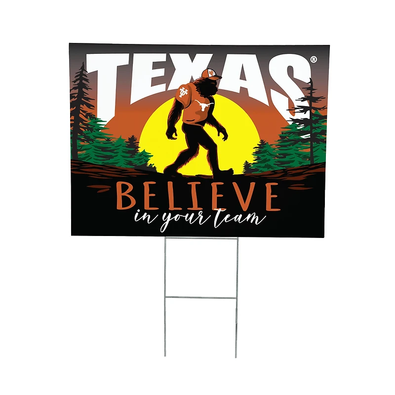 Texas Longhorns 24" x 18" Bigfoot Believe in Yourself Outdoor Staked Yard Sign
