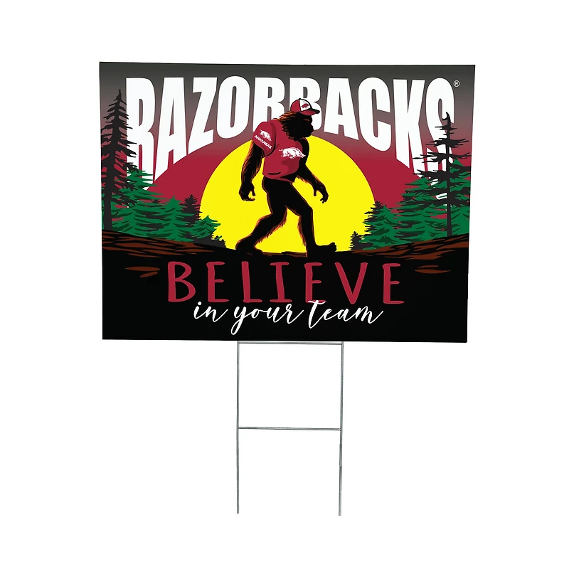 Arkansas Razorbacks 24" x 18" Bigfoot Believe in Yourself Outdoor Staked Yard Sign