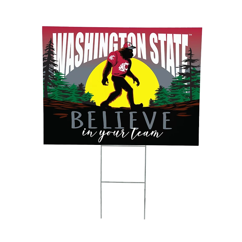 Washington State Cougars 24" x 18" Bigfoot Believe in Yourself Outdoor Staked Yard Sign