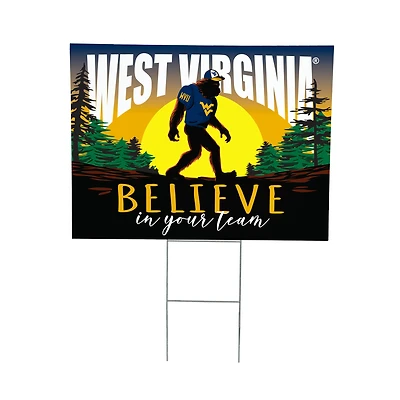 West Virginia Mountaineers 24" x 18" Bigfoot Believe in Yourself Outdoor Staked Yard Sign