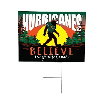 Miami Hurricanes 24" x 18" Bigfoot Believe in Yourself Outdoor Staked Yard Sign