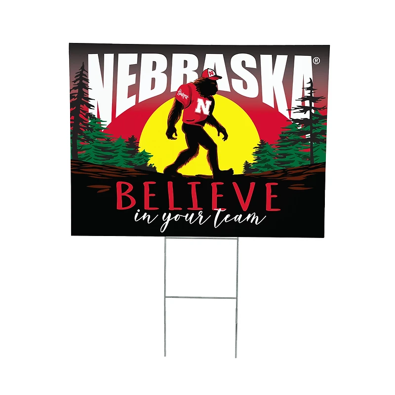 Nebraska Huskers 24" x 18" Bigfoot Believe in Yourself Outdoor Staked Yard Sign