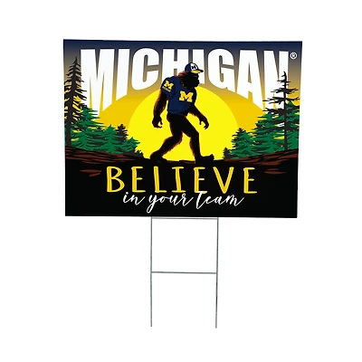 Michigan Wolverines 24" x 18" Bigfoot Believe in Yourself Outdoor Staked Yard Sign