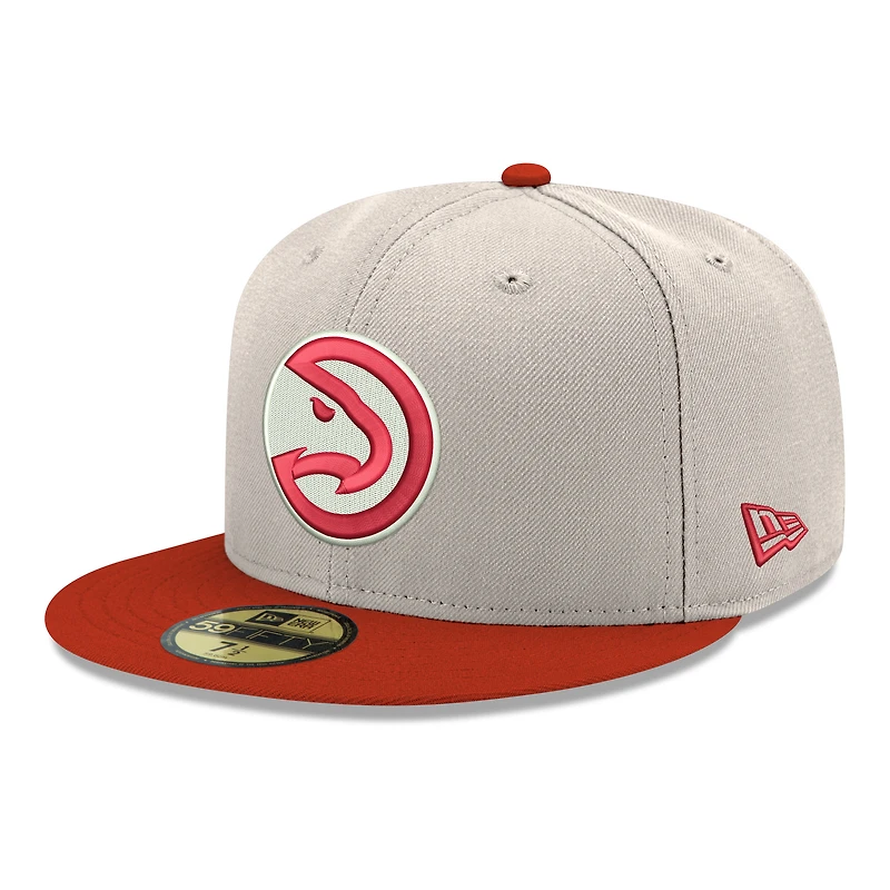 Men's New Era  Gray/Red Atlanta Hawks Chrome 59FIFTY Fitted Hat