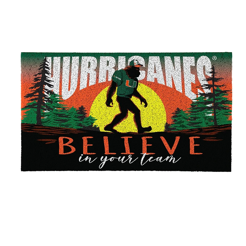 Miami Hurricanes 28" x 16" Bigfoot Believe in Your Team Turf Door Mat