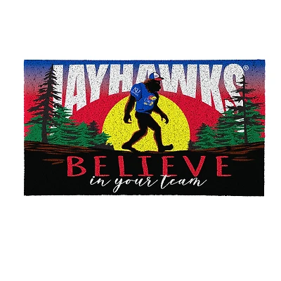Kansas Jayhawks 28" x 16" Bigfoot Believe in Your Team Turf Door Mat