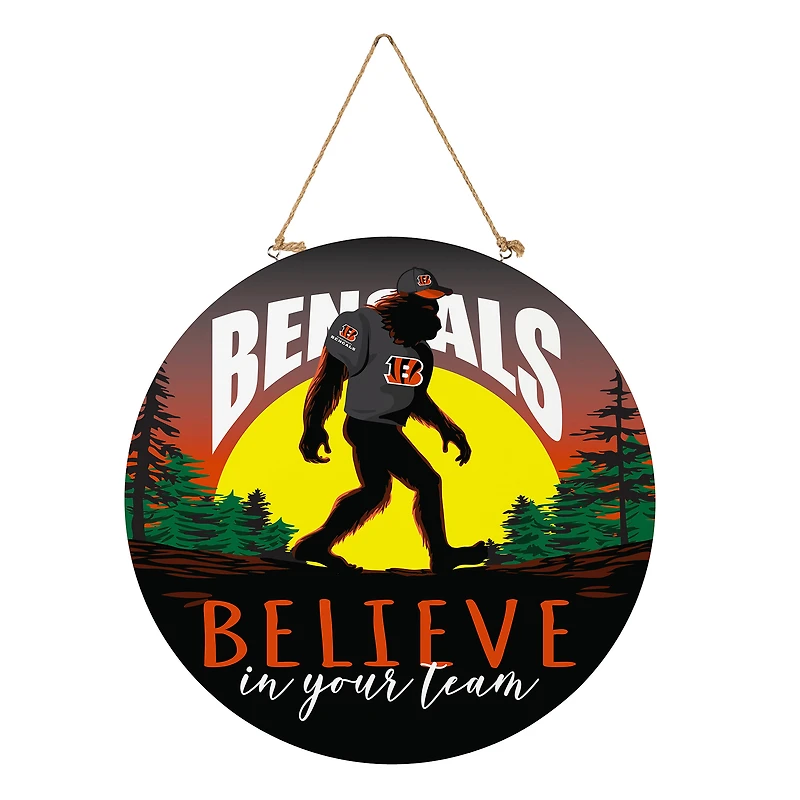Cincinnati Bengals 18" Bigfoot "Believe in Yourself" Team Logo Wood Round Door Sign