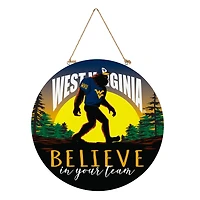 West Virginia Mountaineers 18" Bigfoot "Believe in Yourself" Team Logo Wood Round Door Sign