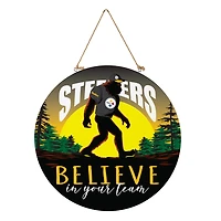Pittsburgh Steelers 18" Bigfoot "Believe in Yourself" Team Logo Wood Round Door Sign