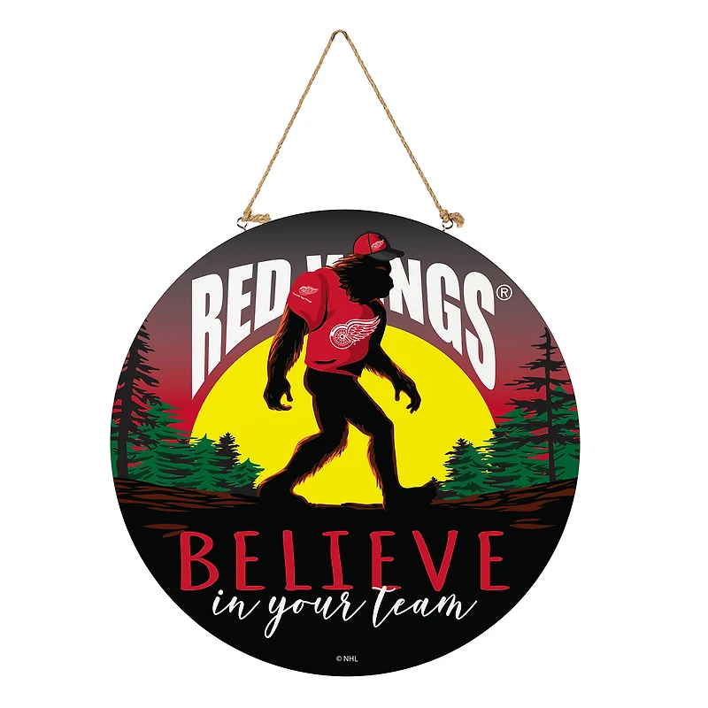 Detroit Red Wings 18" Bigfoot "Believe in Yourself" Team Logo Wood Round Door Sign