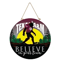 Texas A&M Aggies 18" Bigfoot "Believe in Yourself" Team Logo Wood Round Door Sign