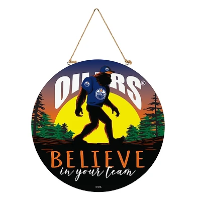Edmonton Oilers 18" Bigfoot "Believe in Yourself" Team Logo Wood Round Door Sign