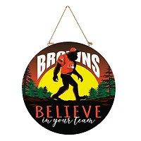 Cleveland Browns 18" Bigfoot "Believe in Yourself" Team Logo Wood Round Door Sign