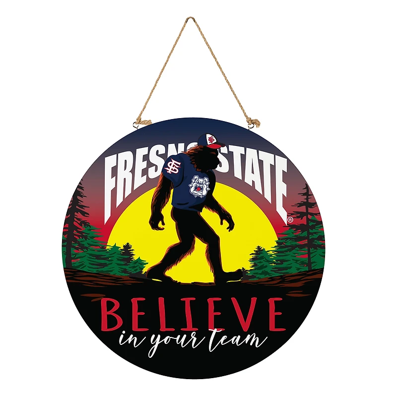 Fresno State Bulldogs 18" Bigfoot "Believe in Yourself" Team Logo Wood Round Door Sign