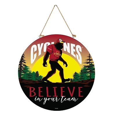 Iowa State Cyclones 18" Bigfoot "Believe in Yourself" Team Logo Wood Round Door Sign