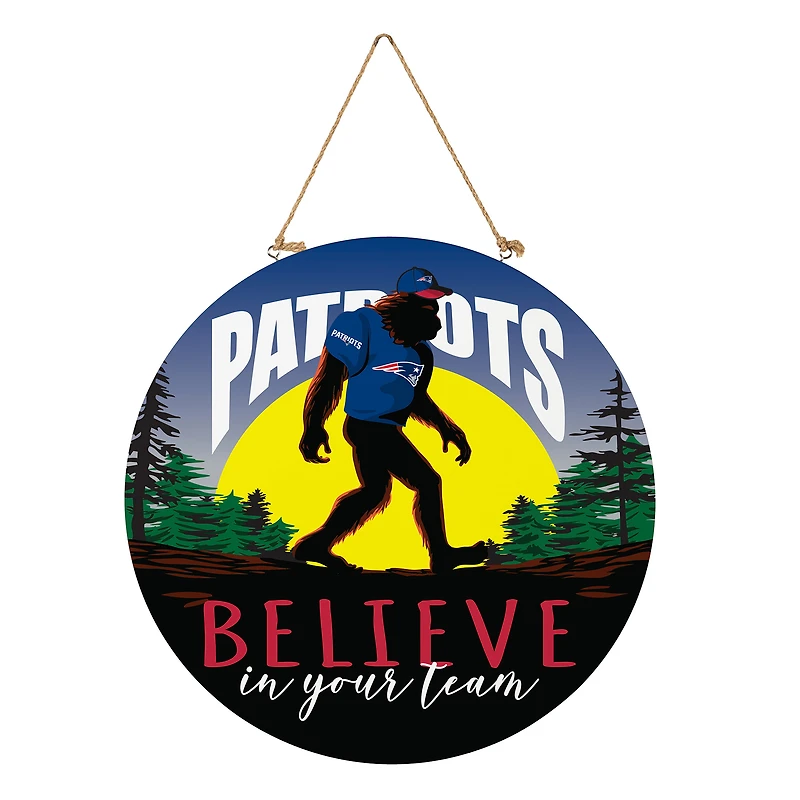 New England Patriots 18" Bigfoot "Believe in Yourself" Team Logo Wood Round Door Sign