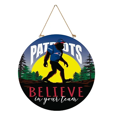 New England Patriots 18" Bigfoot "Believe in Yourself" Team Logo Wood Round Door Sign