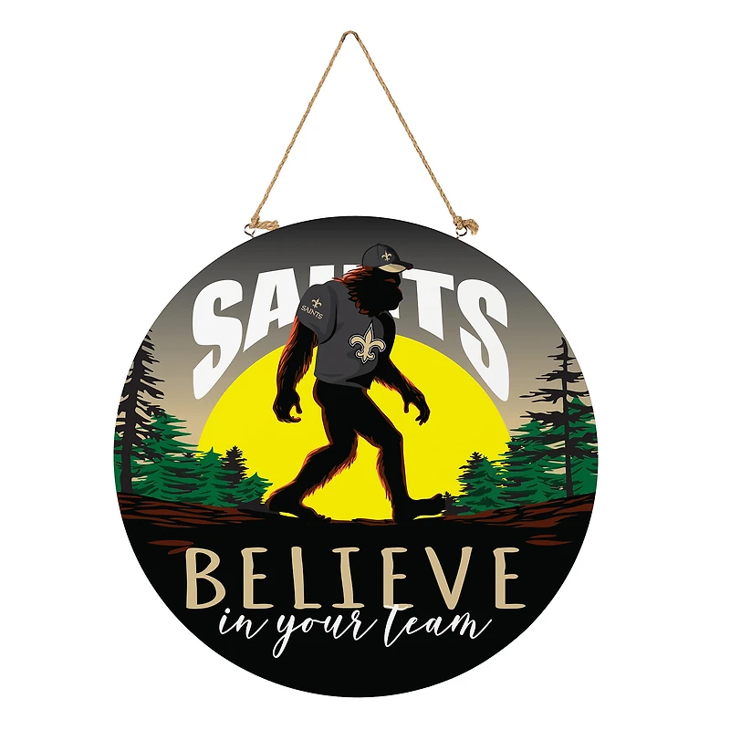 New Orleans Saints 18" Bigfoot "Believe in Yourself" Team Logo Wood Round Door Sign