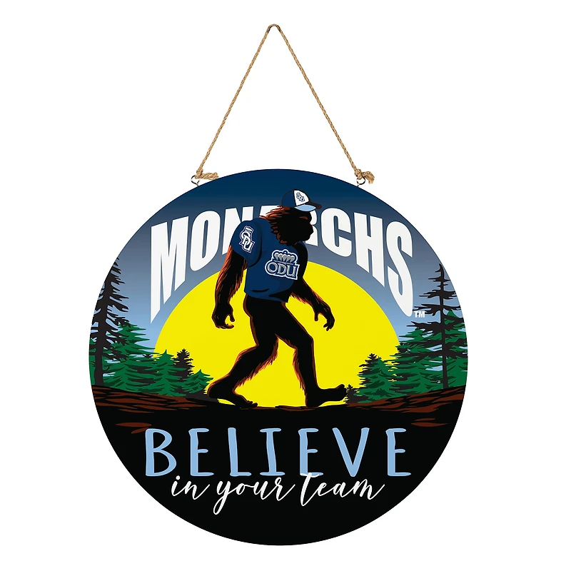 Old Dominion Monarchs 18" Bigfoot "Believe in Yourself" Team Logo Wood Round Door Sign