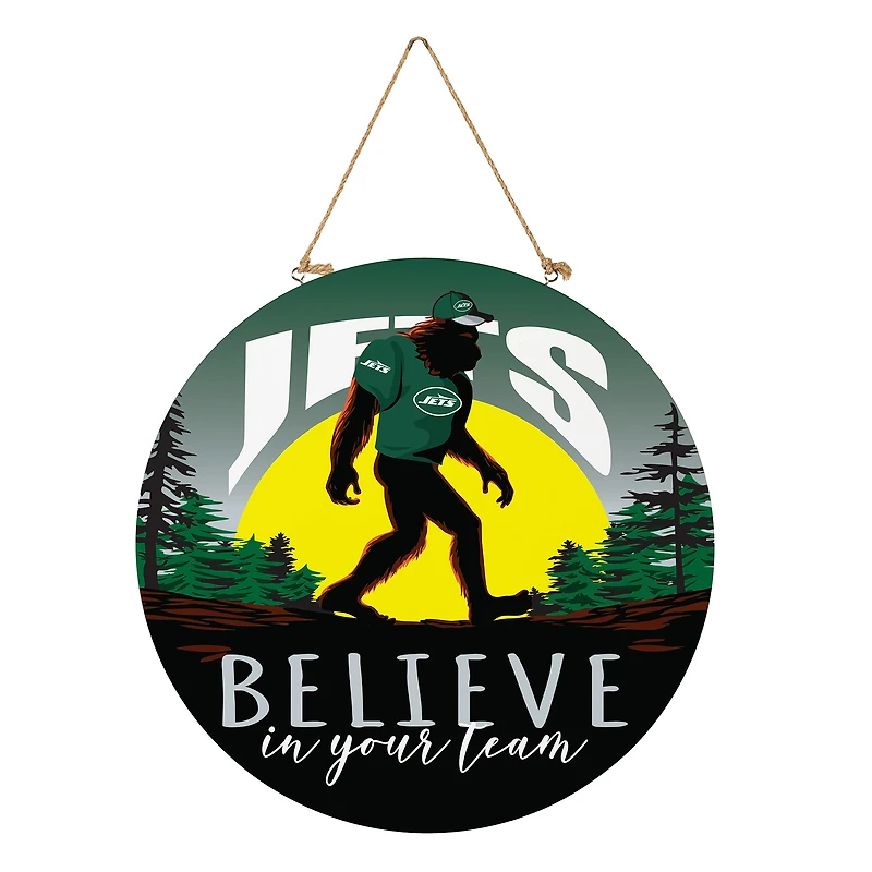 New York Jets 18" Bigfoot "Believe in Yourself" Team Logo Wood Round Door Sign