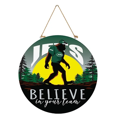 New York Jets 18" Bigfoot "Believe in Yourself" Team Logo Wood Round Door Sign