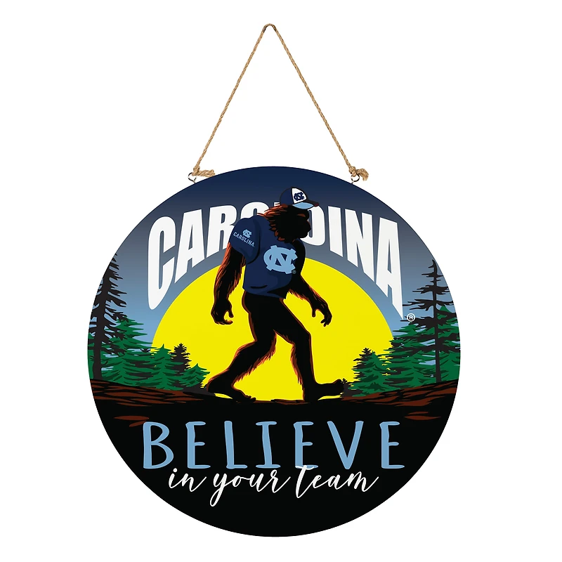 North Carolina Tar Heels 18" Bigfoot "Believe in Yourself" Team Logo Wood Round Door Sign