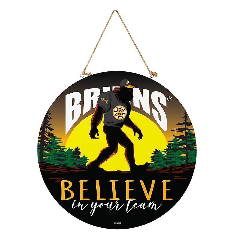 Boston Bruins 18" Bigfoot "Believe in Yourself" Team Logo Wood Round Door Sign