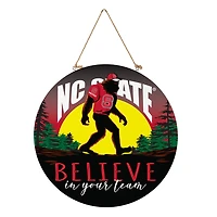 NC State Wolfpack 18" Bigfoot "Believe in Yourself" Team Logo Wood Round Door Sign