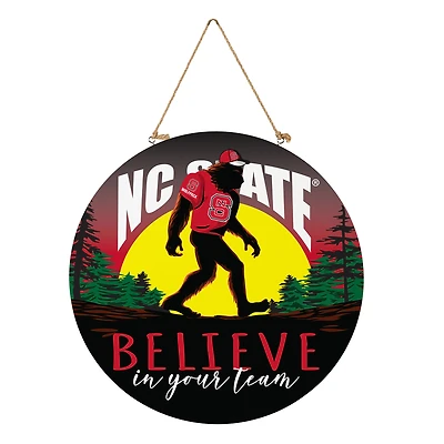 NC State Wolfpack 18" Bigfoot "Believe in Yourself" Team Logo Wood Round Door Sign
