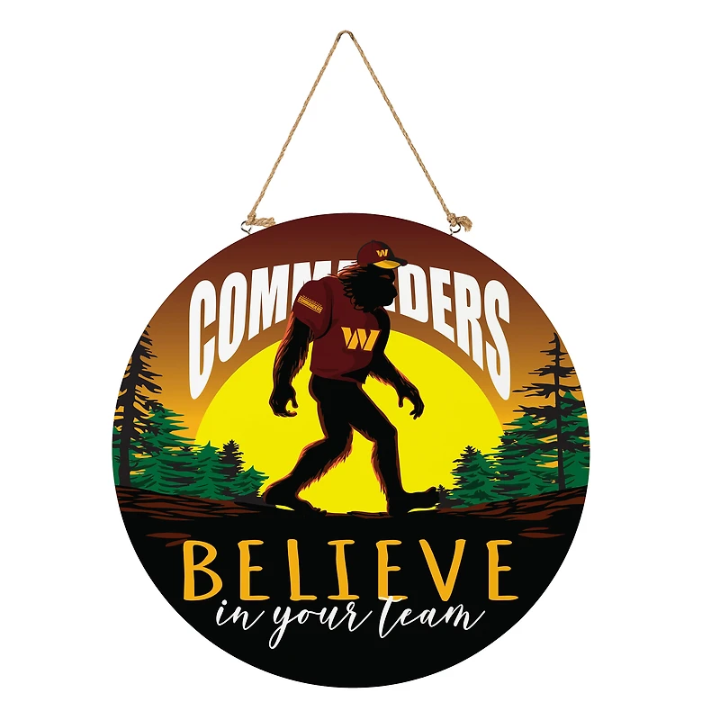 Washington Commanders 18" Bigfoot "Believe in Yourself" Team Logo Wood Round Door Sign