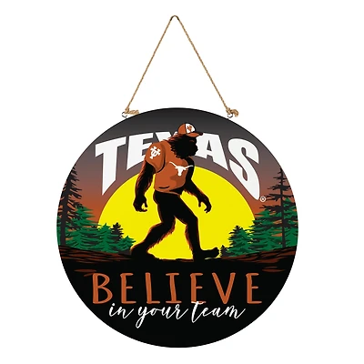Texas Longhorns 18" Bigfoot "Believe in Yourself" Team Logo Wood Round Door Sign