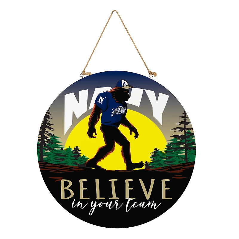 Navy Midshipmen 18" Bigfoot "Believe in Yourself" Team Logo Wood Round Door Sign