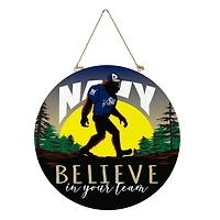 Navy Midshipmen 18" Bigfoot "Believe in Yourself" Team Logo Wood Round Door Sign