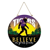 LSU Tigers 18" Bigfoot "Believe in Yourself" Team Logo Wood Round Door Sign