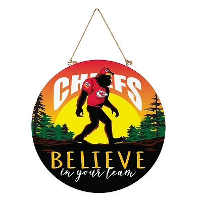 Kansas City Chiefs 18" Bigfoot "Believe in Yourself" Team Logo Wood Round Door Sign
