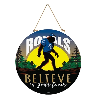 Kansas City Royals 18" Bigfoot "Believe in Yourself" Team Logo Wood Round Door Sign